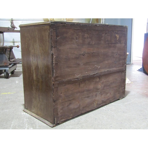 2458 - A Georgian countrymade chest of three long and two short drawers with string banded inlay, brass swa... 