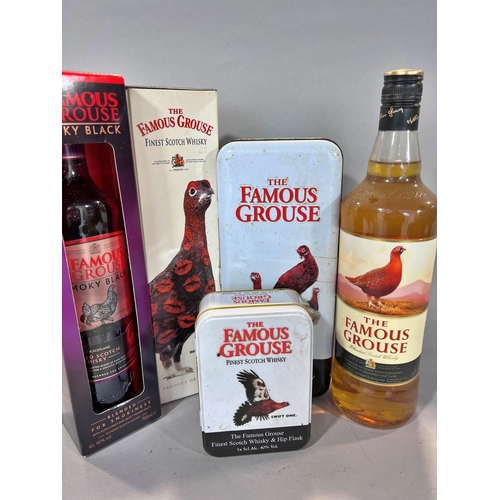 1543 - Two bottles of Famous Grouse Whisky, a bottle of Smoky Black Famous Grouse Whisky, and two presentat... 