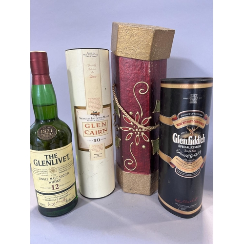 1544 - A bottle of Glen Cairn 10 year whisky, a bottle of Glenfiddich Special Reserve, and a bottle of 12 y... 