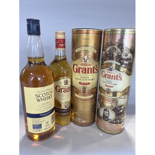 1546 - Three bottles of Grants Scotch Whisky, and a bottle Special Reserve Whisky (3)