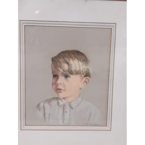 53 - Ursula Bradley - Two conté studies of a Boy, one signed below, one initialled with inscribed label v... 