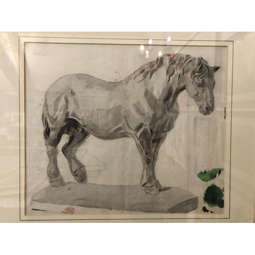 165 - Two 20th Century Studies of Horses, pencil and watercolour on paper, on inscribed 'Blanche' below, 3... 