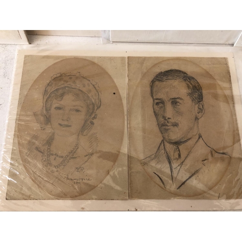 182A - (English School, 19th/Early 20th Century) Four Paper-Cut Silhouettes and Two Portraits in Pencil, bo... 