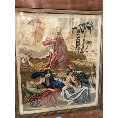 184 - 19th Century Biblical Needlework Tapestry, glazed and framed with gilt slip, 57 x 65 cm