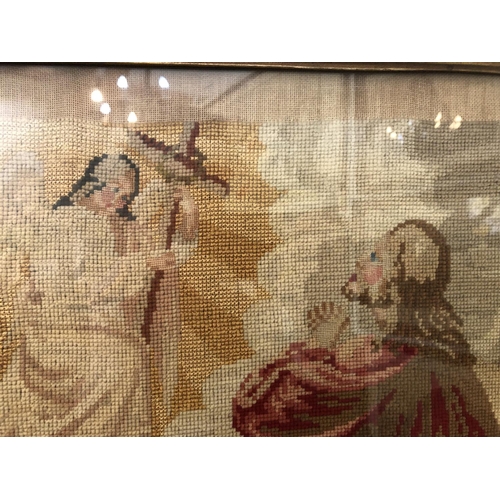 184 - 19th Century Biblical Needlework Tapestry, glazed and framed with gilt slip, 57 x 65 cm