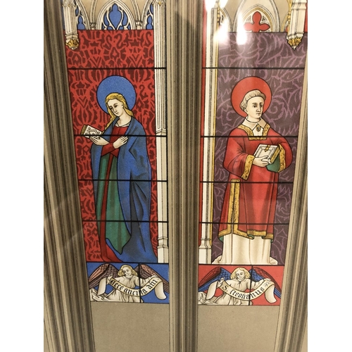 188 - Two chromolithograph prints of illustrations of French Cathedral stained glass windows titled 'Vitra... 