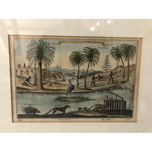 150 - Six Framed Works: Thomas Kitchin (1718-1784) - 'Bridge in the Quoja's Country, from Barbot', hand-co... 