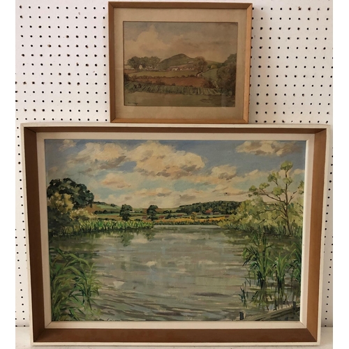 122 - Two Paintings: Peter Collens - 'Patching Pond, Clapham', oil on board, signed lower left, labelled v... 