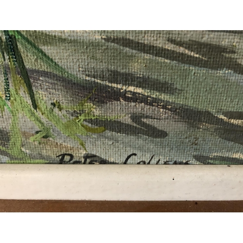 122 - Two Paintings: Peter Collens - 'Patching Pond, Clapham', oil on board, signed lower left, labelled v... 