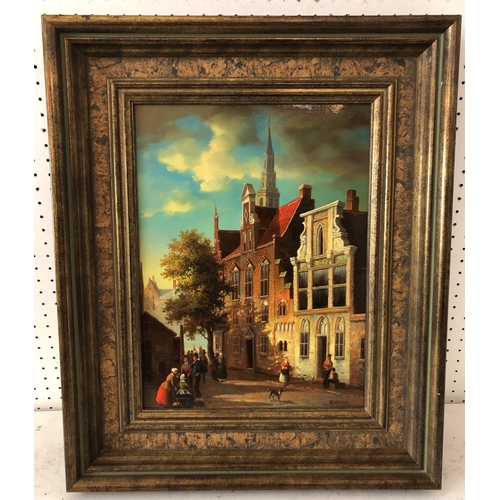 105 - G. Schroter (20th Century) - Dutch Street Scene, oil on panel, signed lower right, 40 x 29.5 cm, gil... 