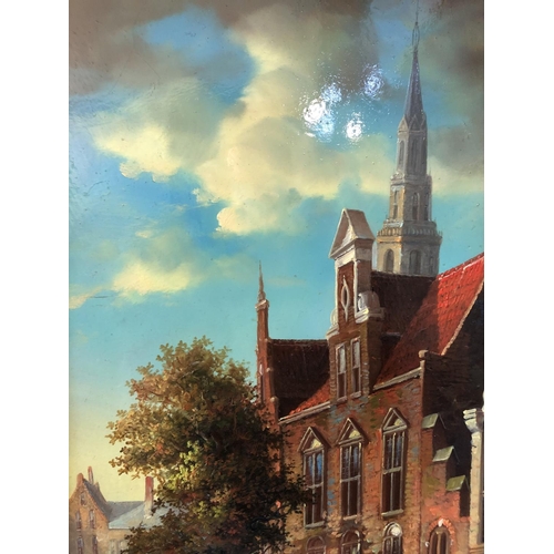 105 - G. Schroter (20th Century) - Dutch Street Scene, oil on panel, signed lower right, 40 x 29.5 cm, gil... 