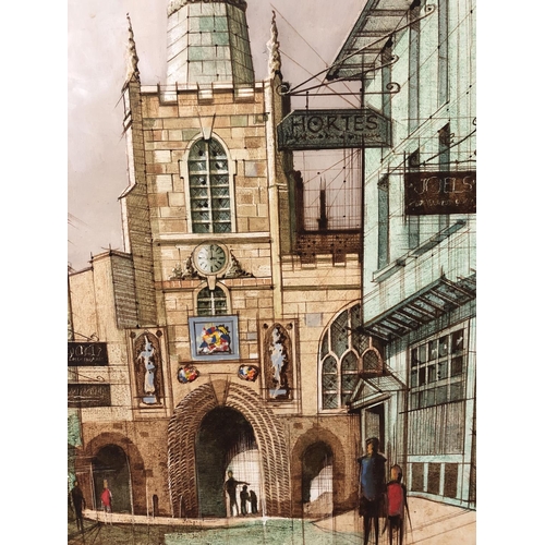 106 - Two Paintings of Bristol Street Scenes: F. Andrews - 'St. Johns Archway, Bristol', acrylic on board,... 