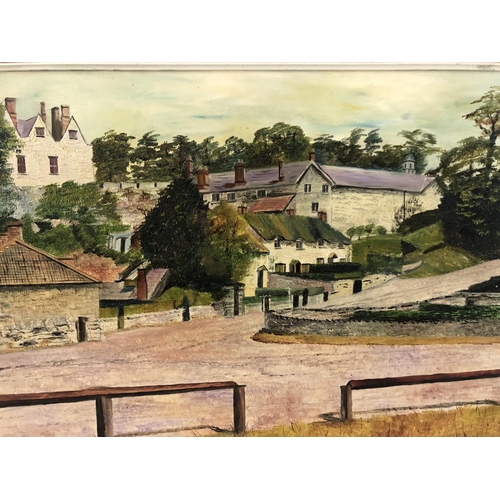 115 - Two Landscape Paintings: John Taylor - Village Scene, oil on board, signed; P. Morgan - Lighthouse o... 