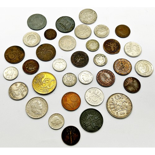 1384 - A quantity of 20th century foreign coinage Denmark, Cyprus, East Africa, Belgium, Holland, France, e... 