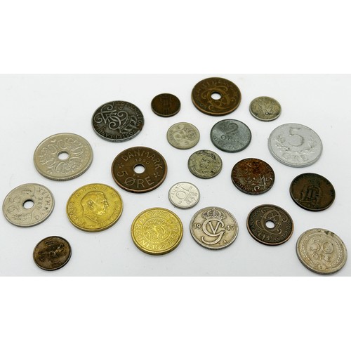 1384 - A quantity of 20th century foreign coinage Denmark, Cyprus, East Africa, Belgium, Holland, France, e... 