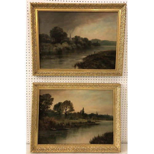 82 - English School, Late 19th Century - Two river scenes, probably by the same artist, oil on canvas, in... 