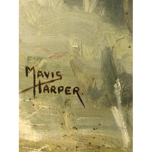 84 - Two Paintings: Mavis Harper - Horse Grazing, oil on board, signed lower left,  60 x 45 cm, Brian Fil... 