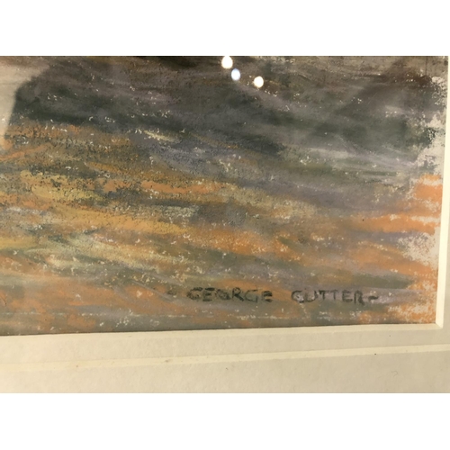 85 - George Cutter (Bristol Savages) - Two pastel works: River Scene, 47 x 68 cm; and Waves Crashing agai... 