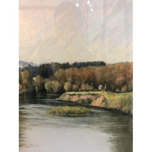 85 - George Cutter (Bristol Savages) - Two pastel works: River Scene, 47 x 68 cm; and Waves Crashing agai... 