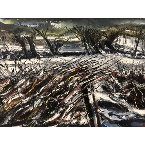 86 - Anthony Rossiter (1926-2000) - 'Hedgerow, Snow and Storm', oil on board, initialled lower right, tit... 