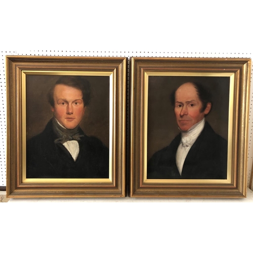 98 - A Pair of Late Georgian Quarter Portraits of Gentlemen, artist unknown, oil on canvas, 41 x 51 cm ea... 