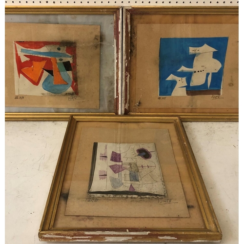 66 - Javier Vilato (1921-2000) - Three studies on paper titled 'été' (1968), watercolour, pencil and cray... 