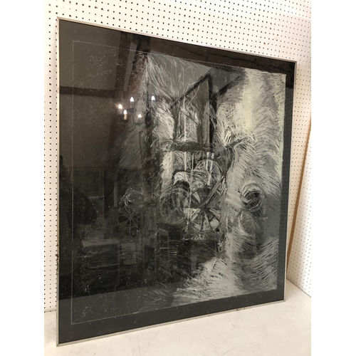 74 - Two Large Works: Monochrome pastel study, artist unknown, framed and glazed; 'Photographic Drawing o... 