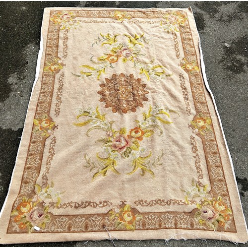 1658 - A pair of Aubusson style wall hangings with trailing flowers on beige ground 180cm x 115cm approx an... 