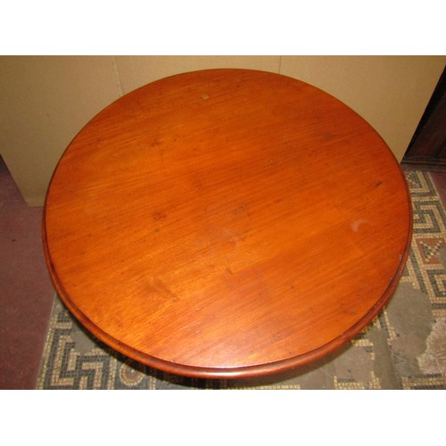 2333 - Small Victorian mahogany loo table with circular top, raised on a turned pillar and scrolled tripod,... 