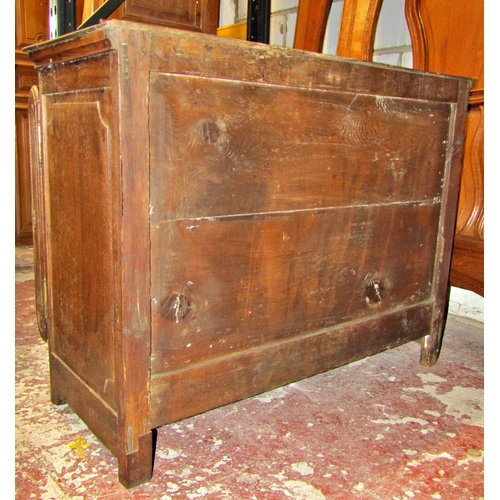 2534 - An unusual 18th century oak chest of two long and two short drawers, the canted corners enclosing tw... 