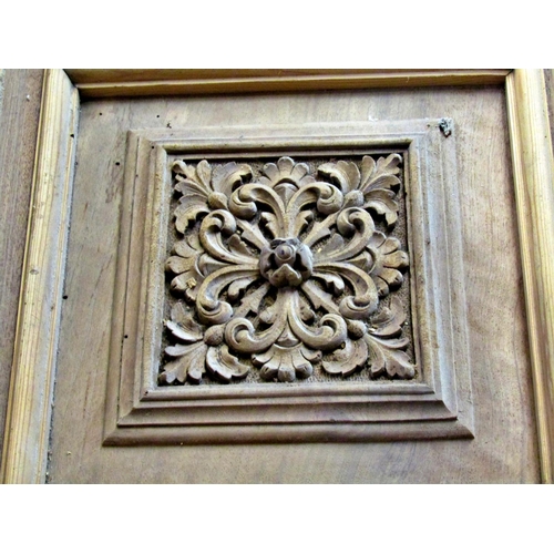 2538 - A fine quality 19th century mahogany and pine panelled frieze incorporating five carved panels with ... 