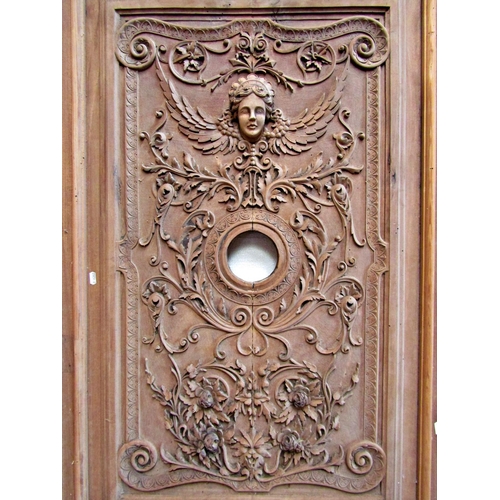 2538 - A fine quality 19th century mahogany and pine panelled frieze incorporating five carved panels with ... 