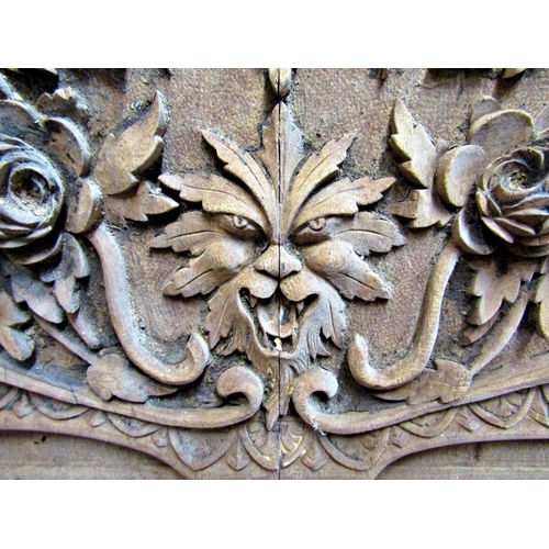 2538 - A fine quality 19th century mahogany and pine panelled frieze incorporating five carved panels with ... 