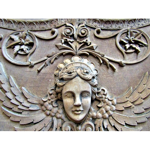 2538 - A fine quality 19th century mahogany and pine panelled frieze incorporating five carved panels with ... 