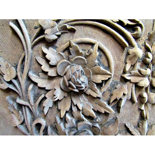 2538 - A fine quality 19th century mahogany and pine panelled frieze incorporating five carved panels with ... 