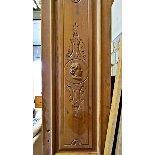 2538 - A fine quality 19th century mahogany and pine panelled frieze incorporating five carved panels with ... 