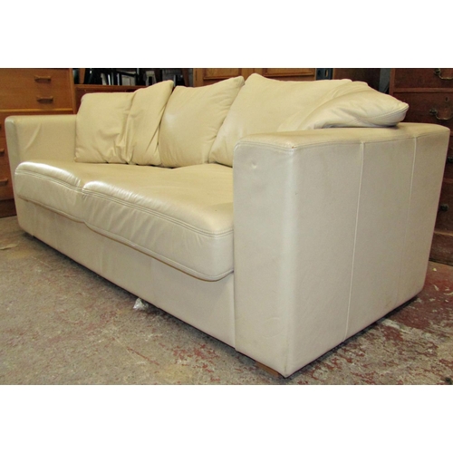 2540 - Somtone sofa bed upholstered in white leather, 2 metres in width approximately