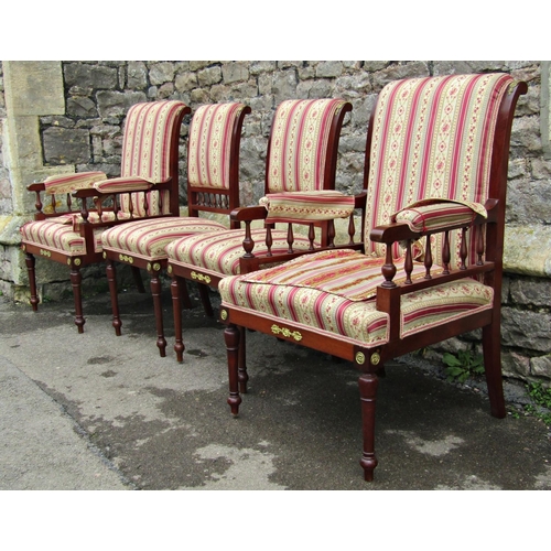 2562 - A five piece mahogany parlour room suite comprising chaise longue, two armchairs and two single chai... 