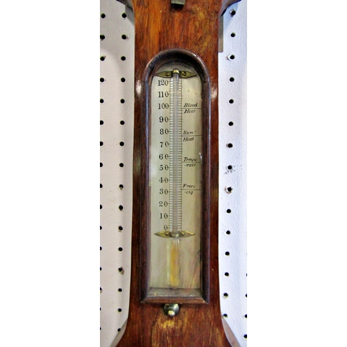 1378A - 19th century mahogany wheel barometer with silvered dials, together with a late 19th century oil pai... 