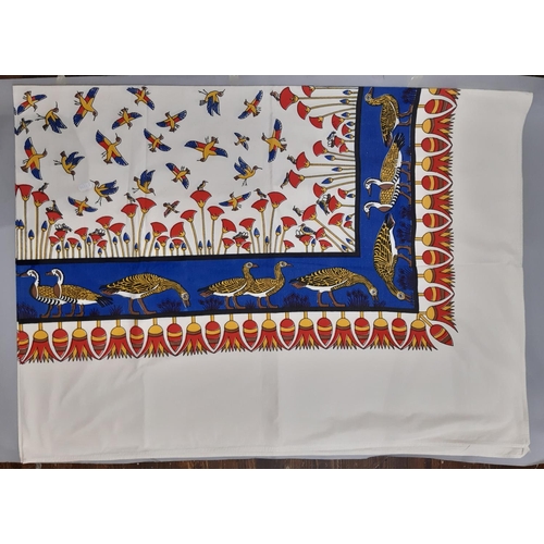 1581 - Boxful of good quality mixed table linen including a French patterned cloth 1.5x2.4m and 10 napkin s... 