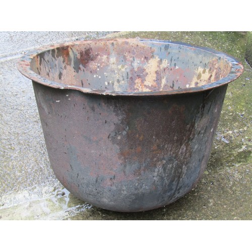 2019 - Five vintage galvanised buckets with loose loop handles, a vintage cast iron cauldron/tub with flare... 