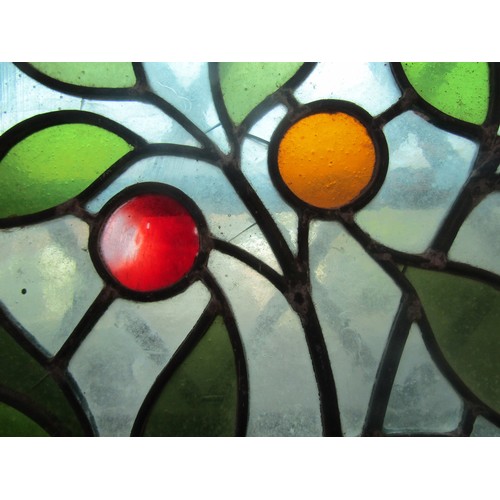 2095A - Small rectangular stained glass panel with foliate detail, 46 x 38cm