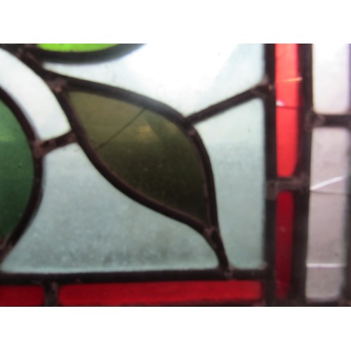 2095A - Small rectangular stained glass panel with foliate detail, 46 x 38cm