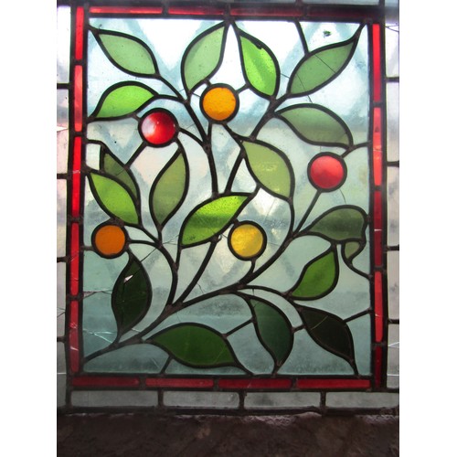 2095A - Small rectangular stained glass panel with foliate detail, 46 x 38cm