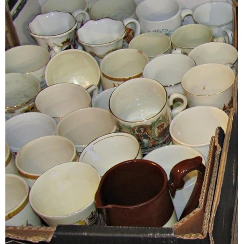 1142 - Three boxes of ceramics to include a large quantity of Royal Commemorative ware, Edwardian multi-col... 