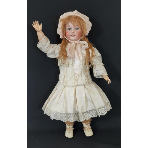 1293 - Early 20th century SFBJ bisque head character doll with jointed composition body, blue sleeping eyes... 