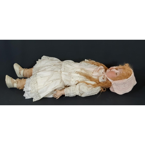 1293 - Early 20th century SFBJ bisque head character doll with jointed composition body, blue sleeping eyes... 