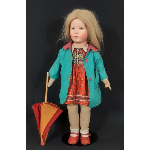 1287 - Käthe Kruse child doll 'Das Deutches Kind' 1950's with composition, head, cloth body, disc jointed l... 