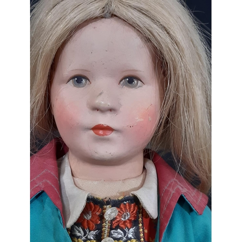 1287 - Käthe Kruse child doll 'Das Deutches Kind' 1950's with composition, head, cloth body, disc jointed l... 