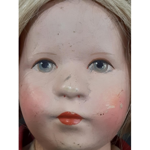 1287 - Käthe Kruse child doll 'Das Deutches Kind' 1950's with composition, head, cloth body, disc jointed l... 